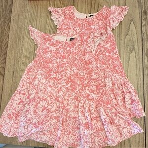 French Connection Pink Floral Summer Toddler Girls 2T Dress SET OF 2 *TWINS* DC